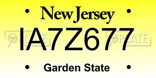 IA7Z677 New Jersey License Plate