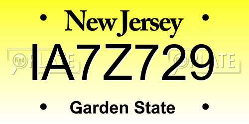 IA7Z729 New Jersey License Plate