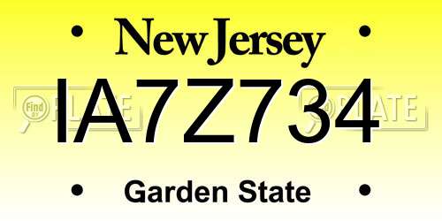 IA7Z734 New Jersey License Plate