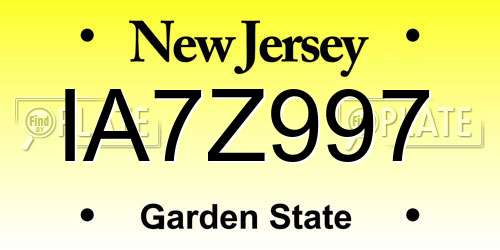 IA7Z997 New Jersey License Plate
