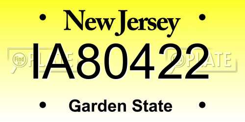 IA80422 New Jersey License Plate
