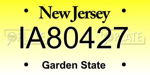 IA80427 New Jersey License Plate
