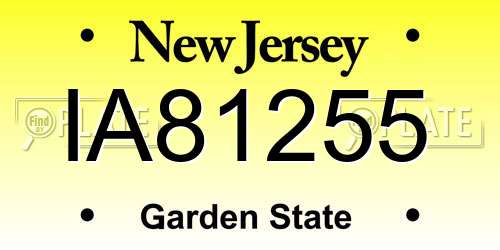 IA81255 New Jersey License Plate