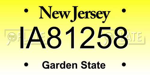 IA81258 New Jersey License Plate