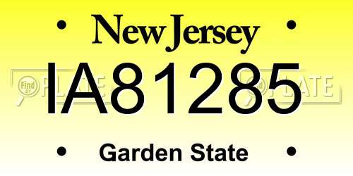IA81285 New Jersey License Plate