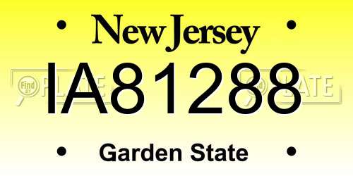 IA81288 New Jersey License Plate