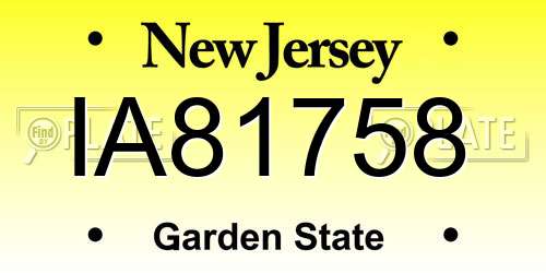 IA81758 New Jersey License Plate