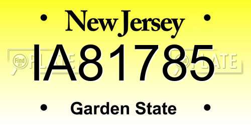 IA81785 New Jersey License Plate