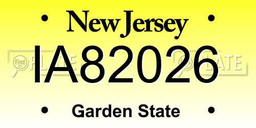 IA82026 New Jersey License Plate