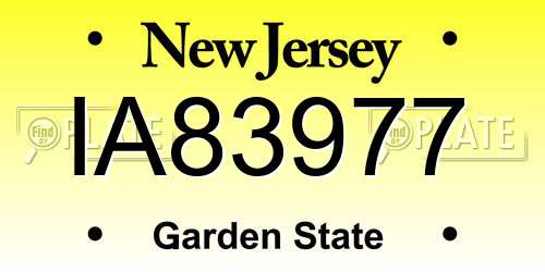 IA83977 New Jersey License Plate