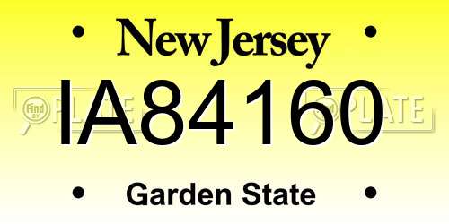 IA84160 New Jersey License Plate