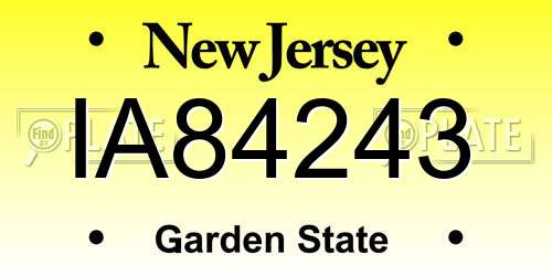 IA84243 New Jersey License Plate