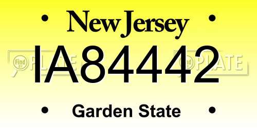 IA84442 New Jersey License Plate