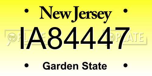 IA84447 New Jersey License Plate
