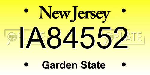 IA84552 New Jersey License Plate