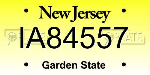 IA84557 New Jersey License Plate
