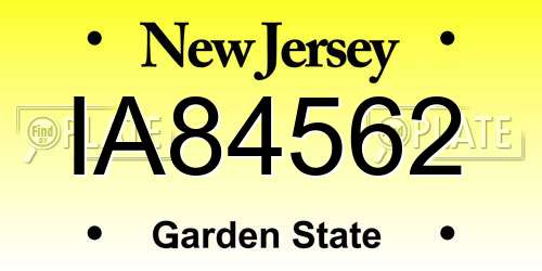 IA84562 New Jersey License Plate