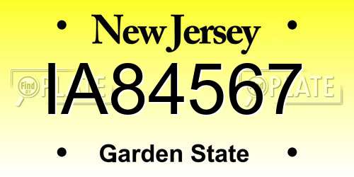 IA84567 New Jersey License Plate