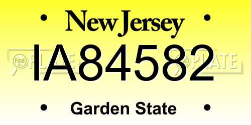 IA84582 New Jersey License Plate