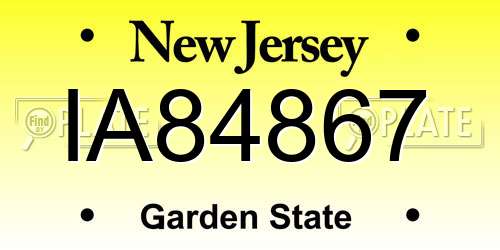 IA84867 New Jersey License Plate