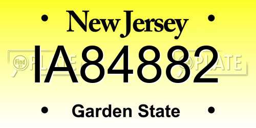 IA84882 New Jersey License Plate