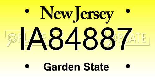 IA84887 New Jersey License Plate