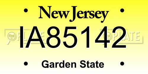 IA85142 New Jersey License Plate