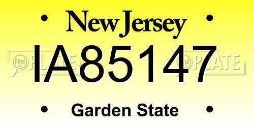 IA85147 New Jersey License Plate