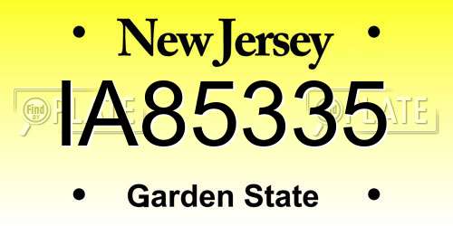 IA85335 New Jersey License Plate