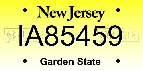 IA85459 New Jersey License Plate