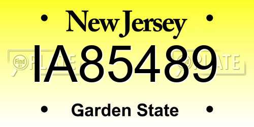 IA85489 New Jersey License Plate