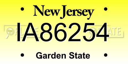 IA86254 New Jersey License Plate