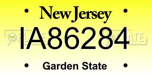 IA86284 New Jersey License Plate