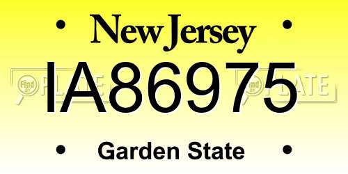 IA86975 New Jersey License Plate