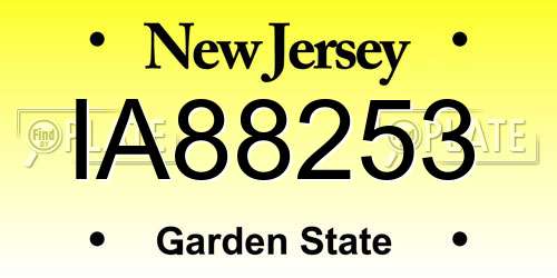 IA88253 New Jersey License Plate