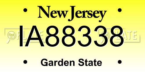 IA88338 New Jersey License Plate
