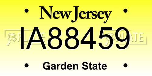 IA88459 New Jersey License Plate
