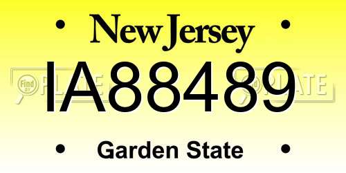 IA88489 New Jersey License Plate
