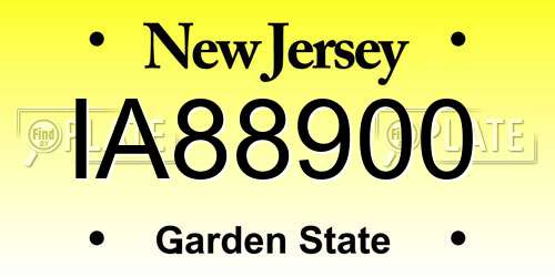 IA88900 New Jersey License Plate