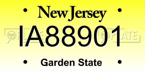 IA88901 New Jersey License Plate
