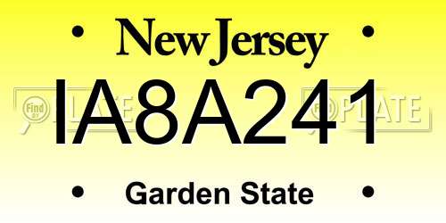 IA8A241 New Jersey License Plate