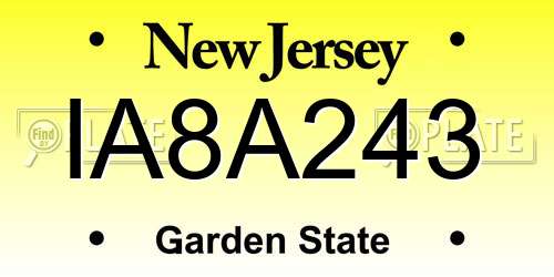 IA8A243 New Jersey License Plate