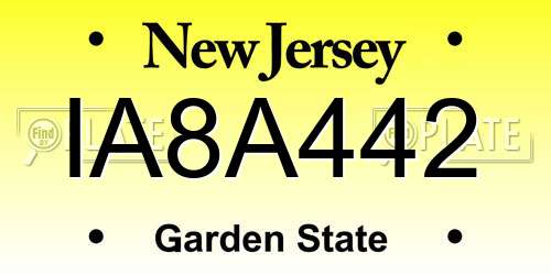 IA8A442 New Jersey License Plate