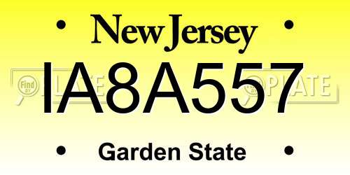 IA8A557 New Jersey License Plate