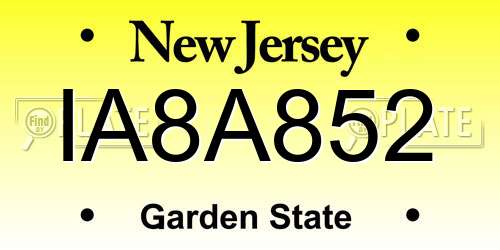 IA8A852 New Jersey License Plate
