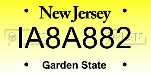 IA8A882 New Jersey License Plate