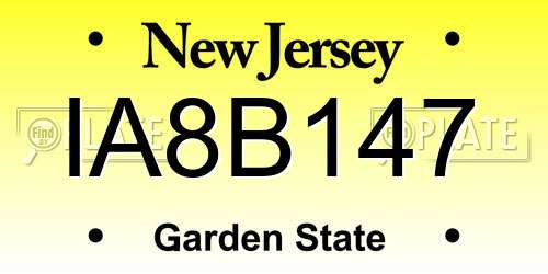 IA8B147 New Jersey License Plate