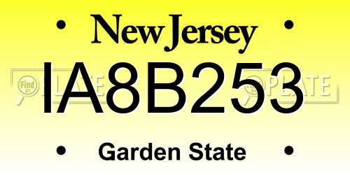 IA8B253 New Jersey License Plate