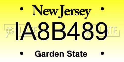 IA8B489 New Jersey License Plate