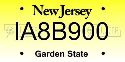 IA8B900 New Jersey License Plate